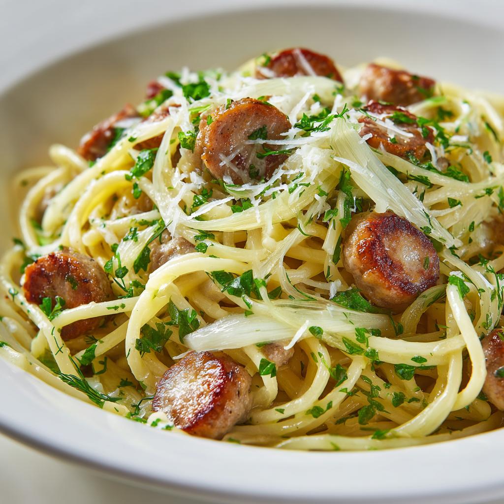 Spaghetti met Venkel en Worst