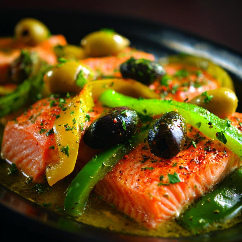 Zalm met Groene Paprika en Olijven - detail 1