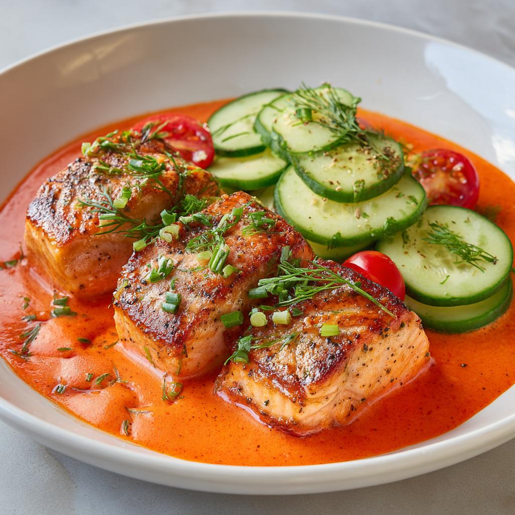 Zalm met Komkommer en Tomatenroomsaus - detail 1