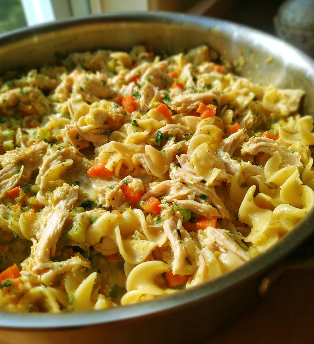 chicken pot pie noodle skillet