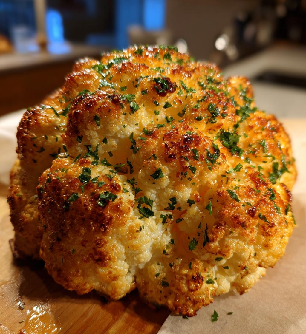 whole roasted cauliflower with butter sauce - detail 1