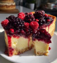 cheesecake with berry compote