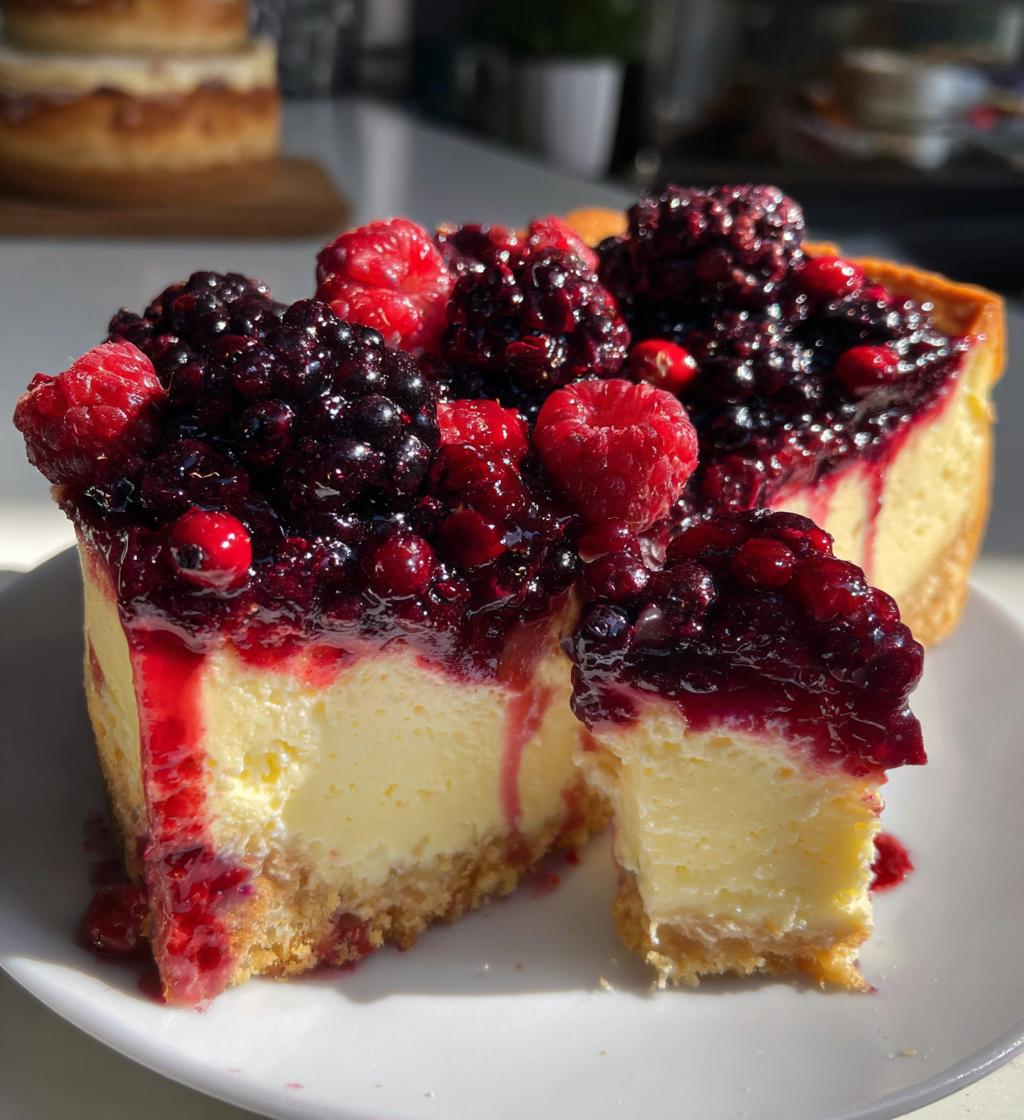 cheesecake with berry compote