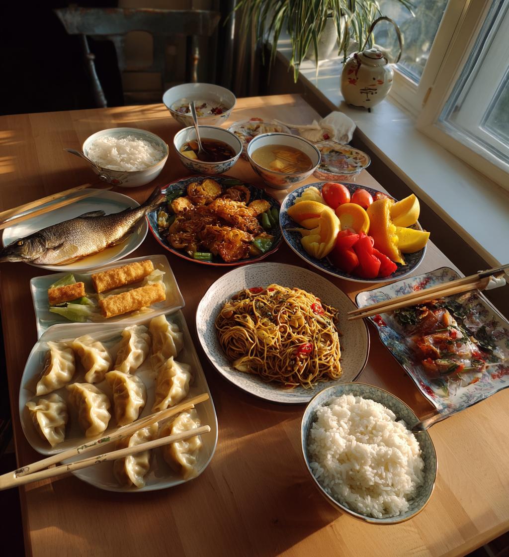 chinese new year dinner table