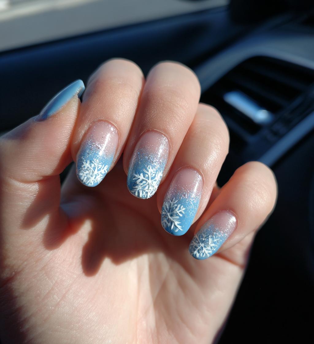 french tip with snowflake