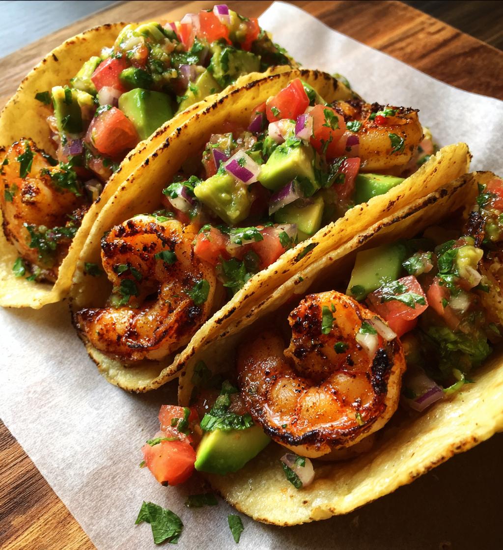 grilled shrimp tacos with avocado salsa