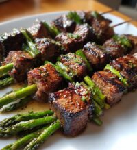 grilled steak and asparagus kabobs