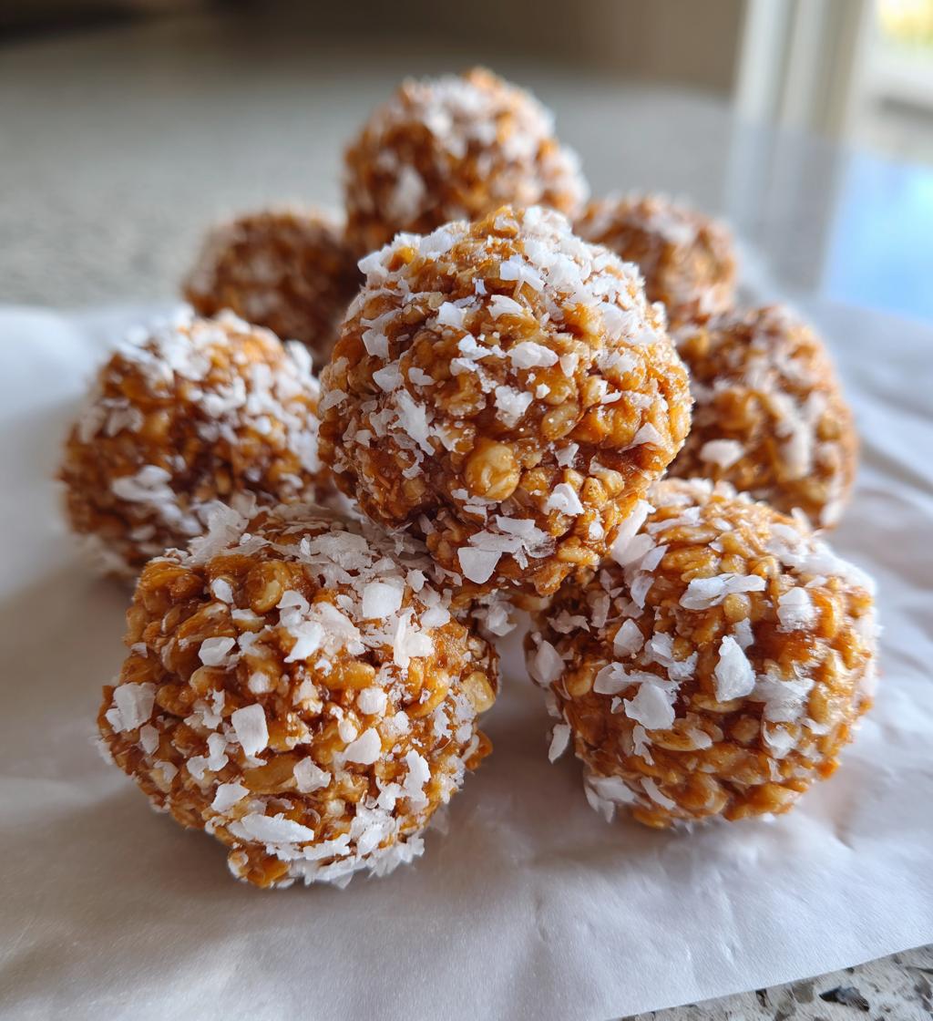 peanut butter balls with rice krispies