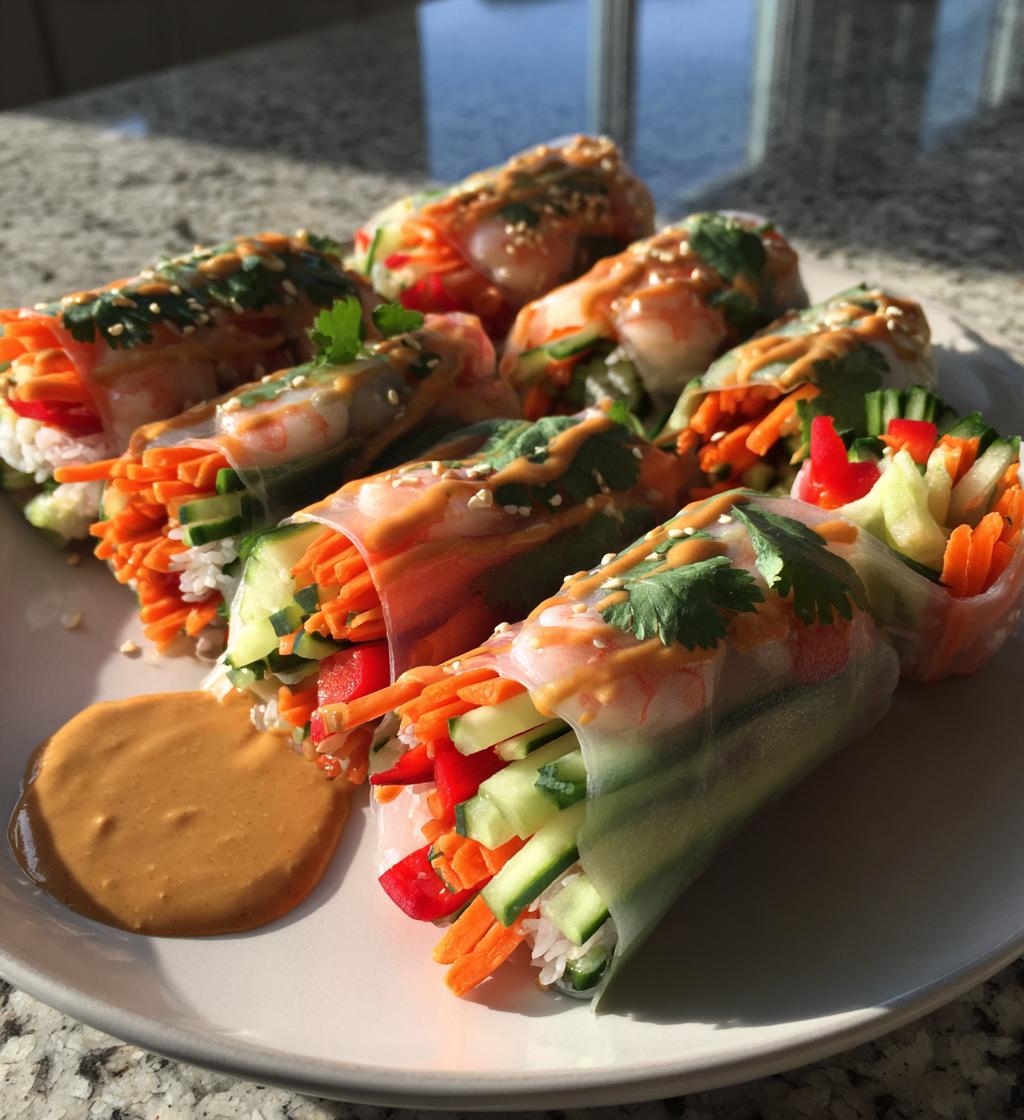 spring rolls with peanut sauce