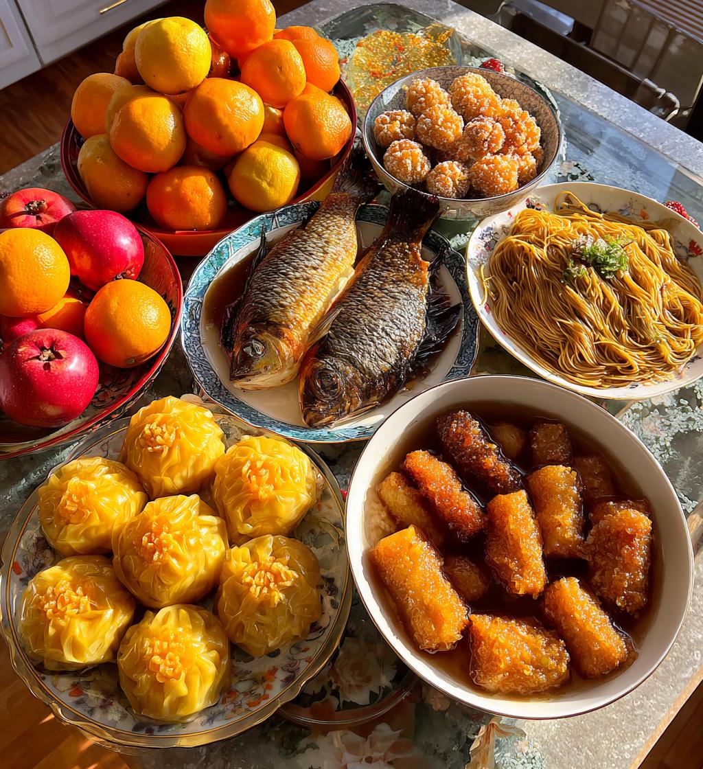 traditional chinese new year food display