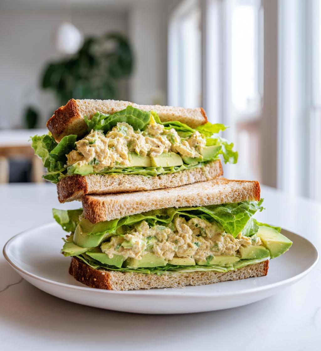 tuna salad sandwich with avocado