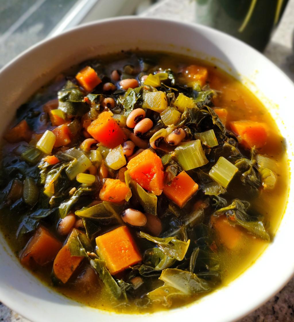 black eyed pea and collard green soup