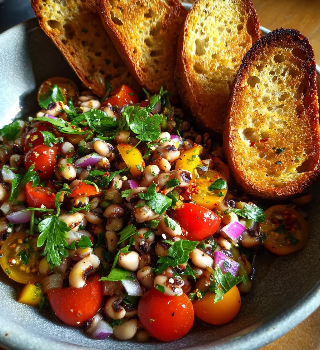 black-eyed pea salad with bread
