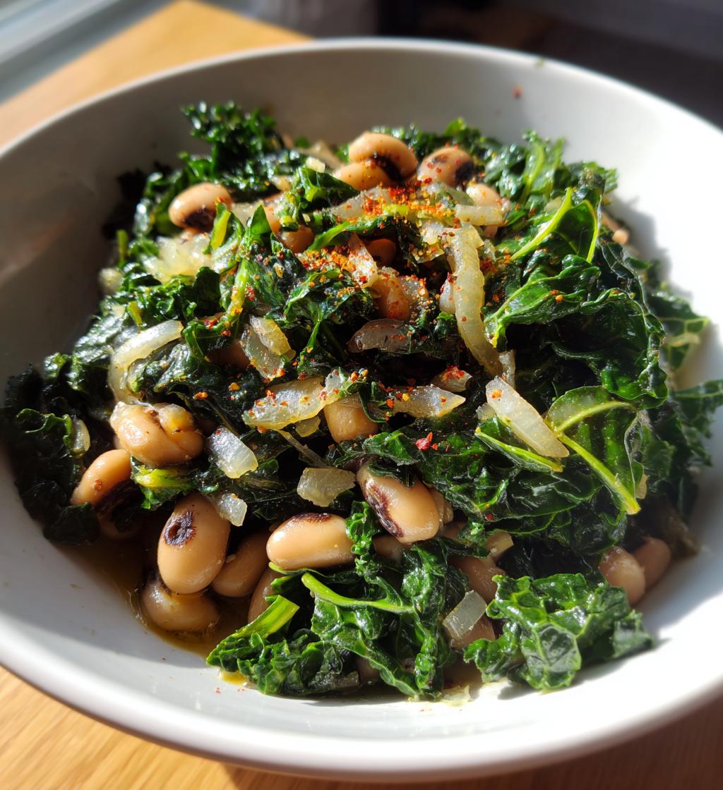 black eyed peas and greens