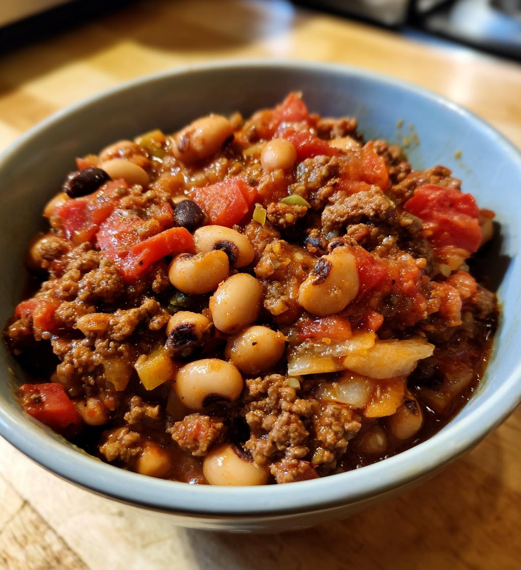 black eyed peas and ground beef