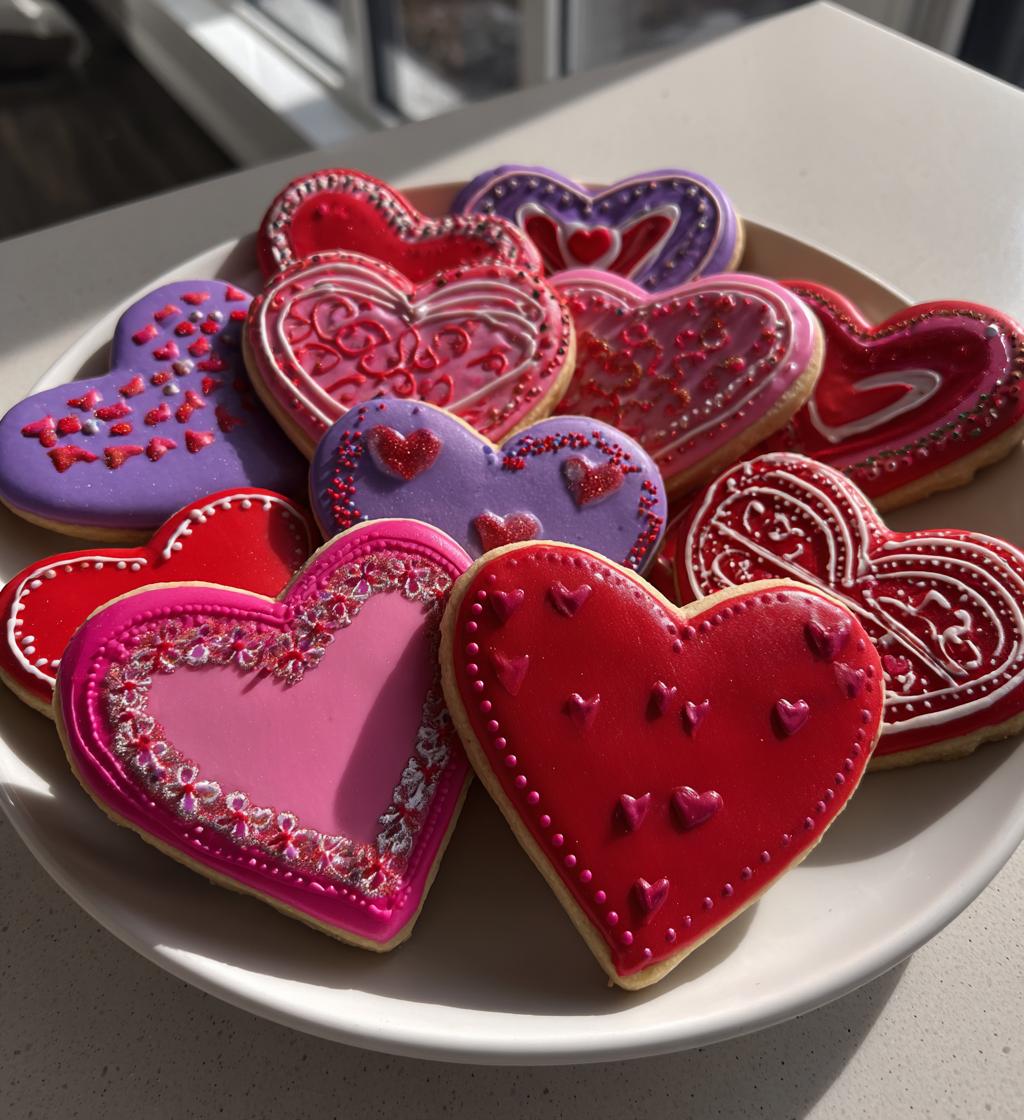 colorful valentine cookies