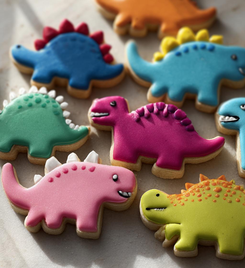 dinosaur royal icing cookies