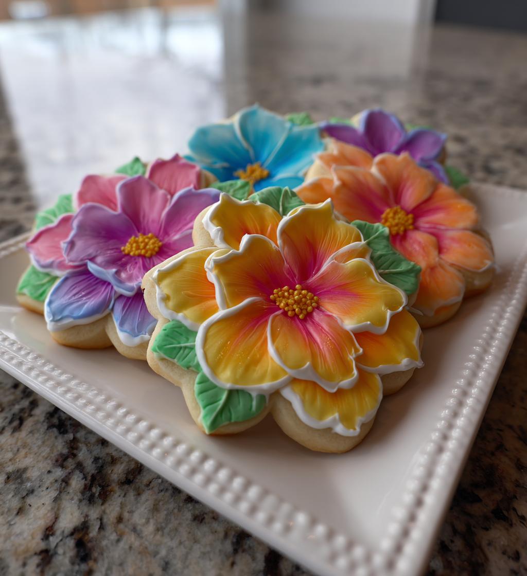 flower royal icing cookies