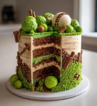 football and cricket theme cake