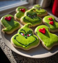 grinch royal icing cookies