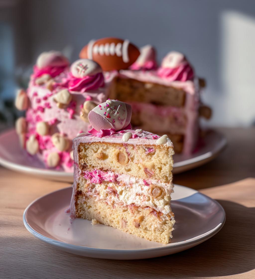 pink football cake