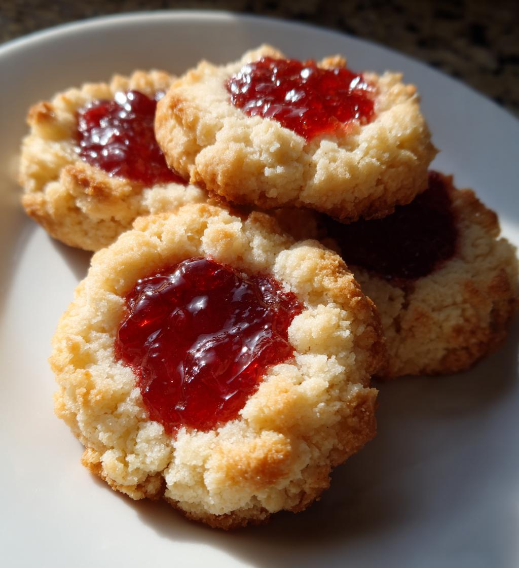 raspberry almond thumbprint cookies