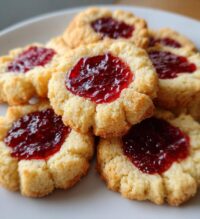 raspberry shortbread thumbprint cookies