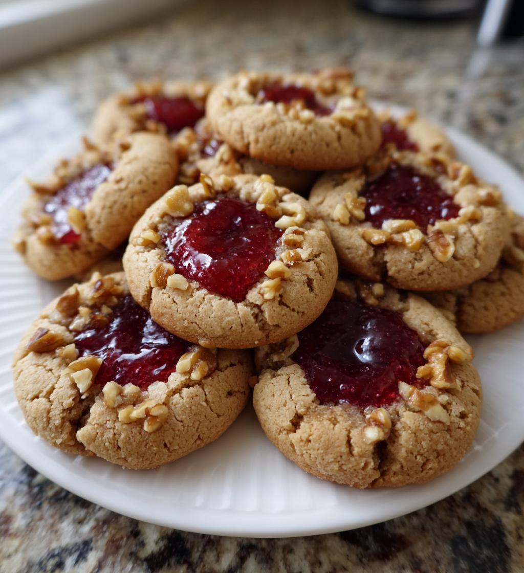 raspberry walnut thumbprint cookies