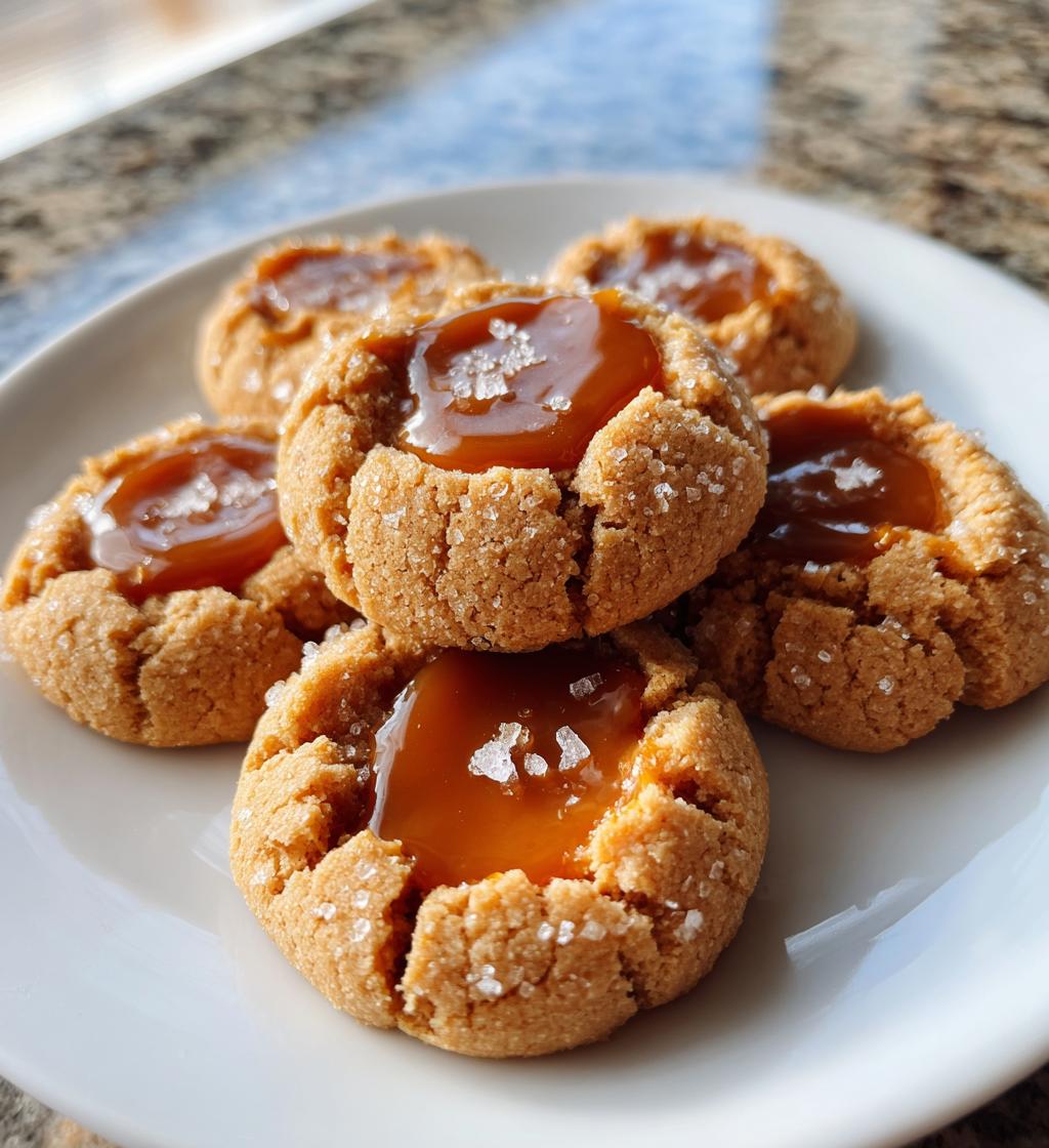 salted caramel thumbprint cookies