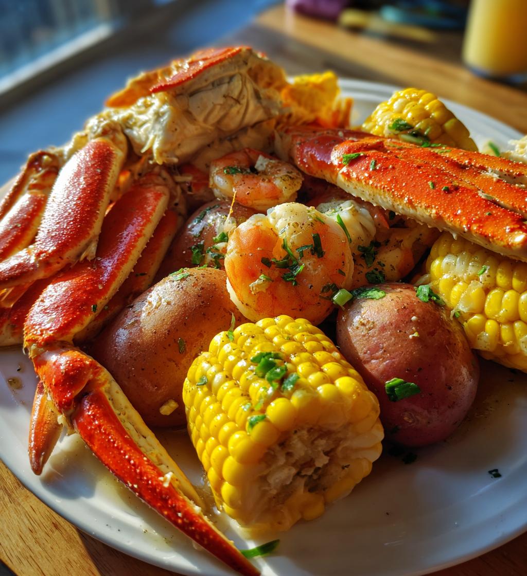 seafood boil with crab legs and shrimp