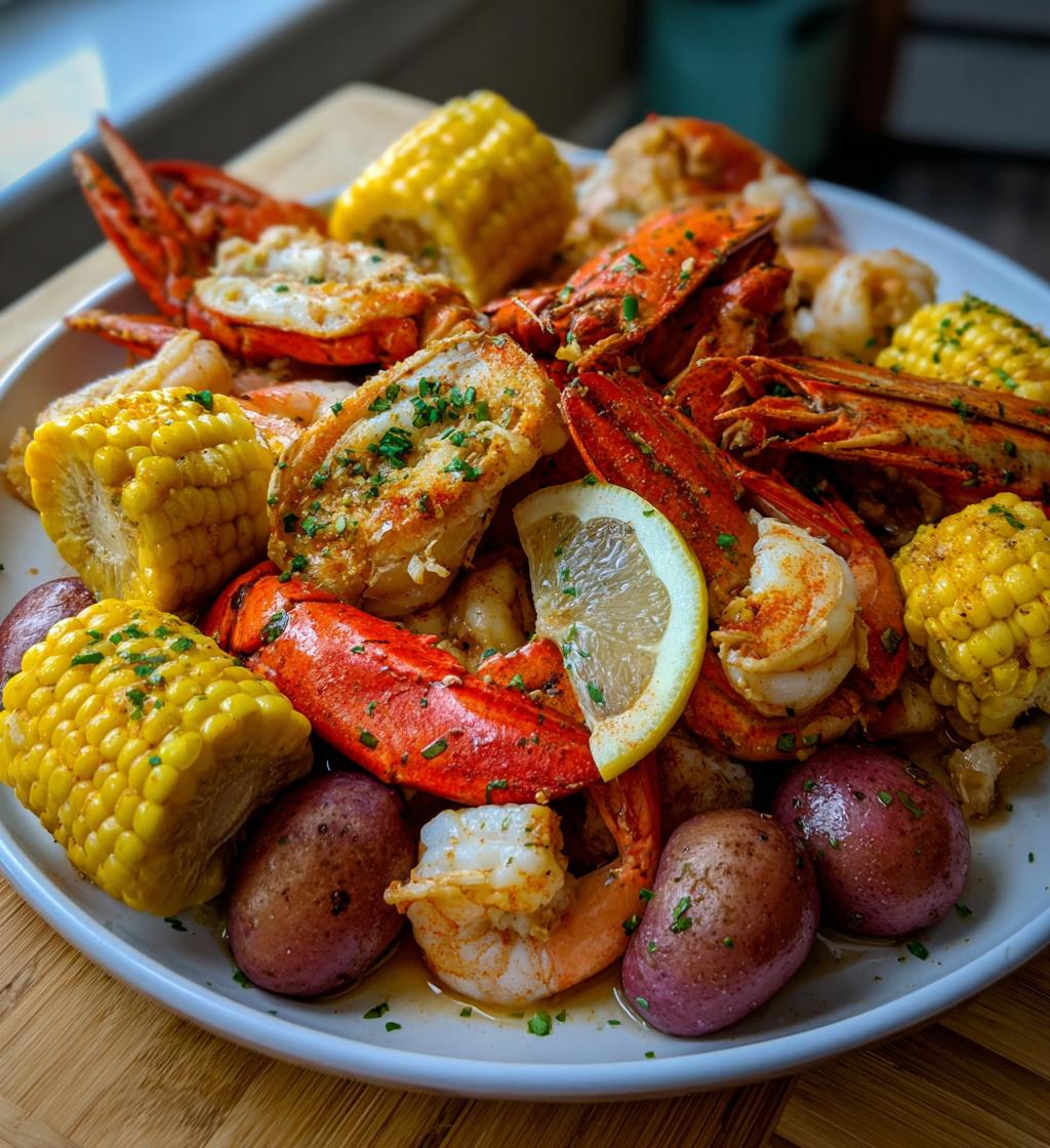 seafood boil with lobster tails