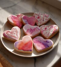 watercolor valentine cookies