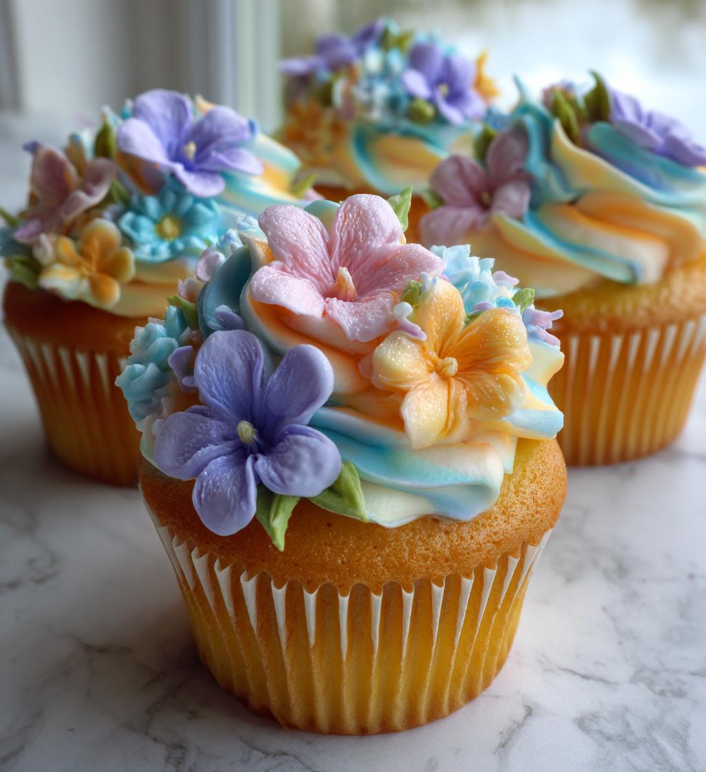 valentine flower cupcakes