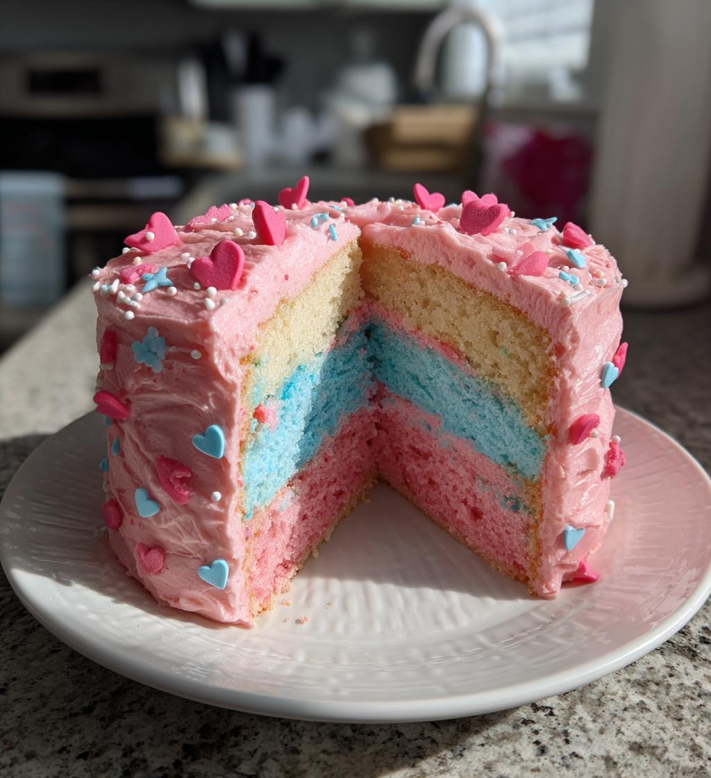 valentine gender reveal cake
