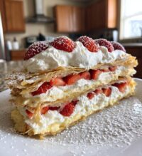 valentine strawberry crepe cake
